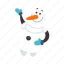 funny, snowmen, flat, icon, laugh, smile, blue, gloves, single