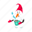 funny, snowman, flat, icon, hot, drink, cold, weather, decor 