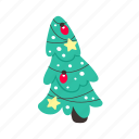 christmas, tree, flat, icon, lights, funny, snowmen, element