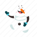 funny, snowmen, flat, icon, winter, holiday, happy, carrot, laugh