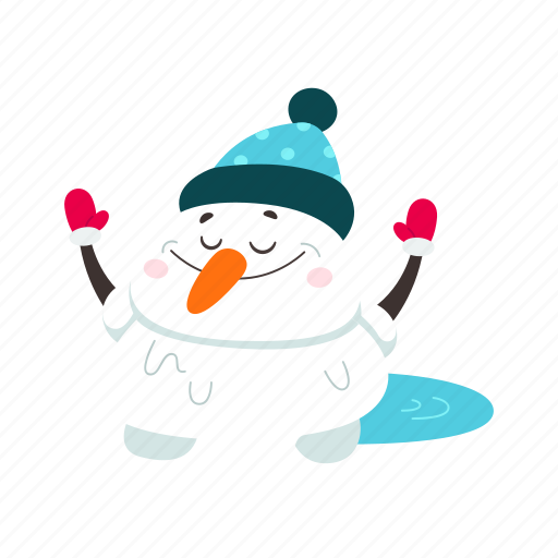 Melted, funny, snowman, flat, icon, hat, decor icon - Download on Iconfinder