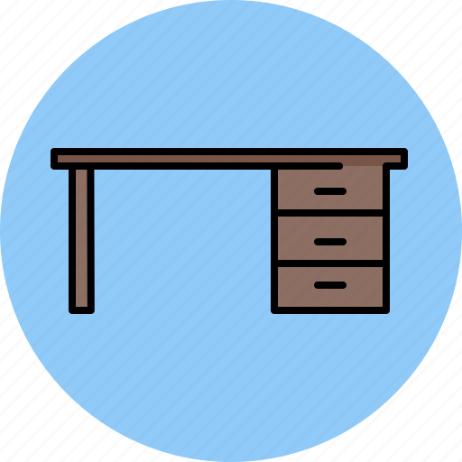 Desk, drawers, furniture, wooden icon - Download on Iconfinder