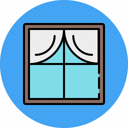 Curtain, frame, furniture, glass, window, wooden icon - Download on Iconfinder