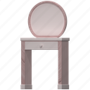 vanity table, furniture, interior, wooden, cosmetic table, mirror table, furnishing 