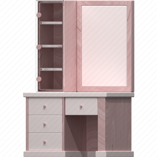 Dressing table, furniture, interior, furnishing, cosmetic table, mirror table 3D illustration - Download on Iconfinder
