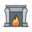 fireplace, flame, furniture, interior 