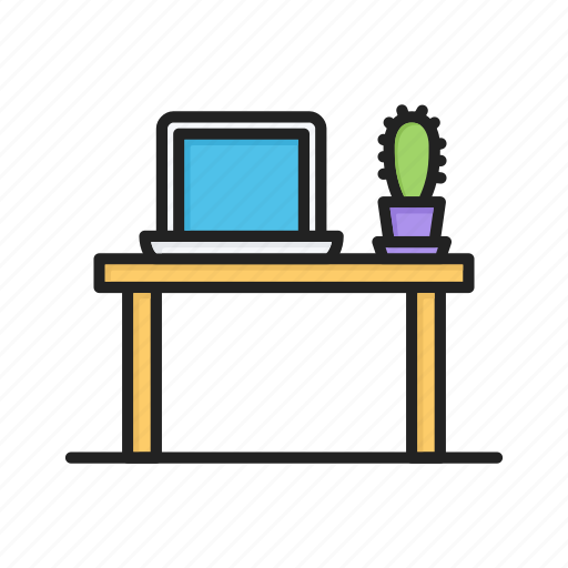 Cactus, laptop, office, table, working, workplace icon - Download on Iconfinder