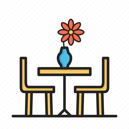 Chair, dinner table, flower, kitchen, table icon - Download on Iconfinder