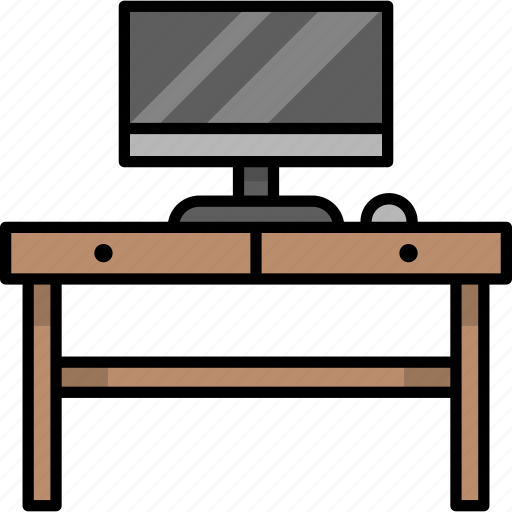 Computer, desk, furniture, monitor, office, workplace icon - Download on Iconfinder