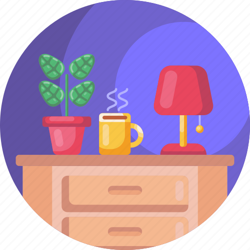 Lamp shade, flower pot, drawer, coffee, furniture, tea icon - Download on Iconfinder
