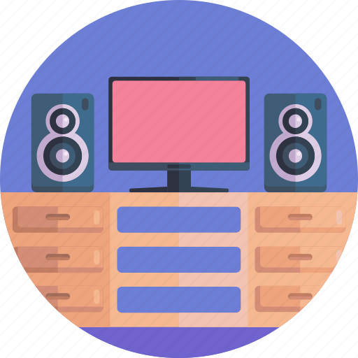 Tv stand, drawer, speaker, tv, loudspeaker, screen, furniture icon - Download on Iconfinder