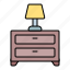 cabinet, lamp, drawer, furniture 