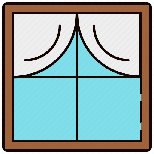 Curtains, furniture, glass, window, wooden icon - Download on Iconfinder