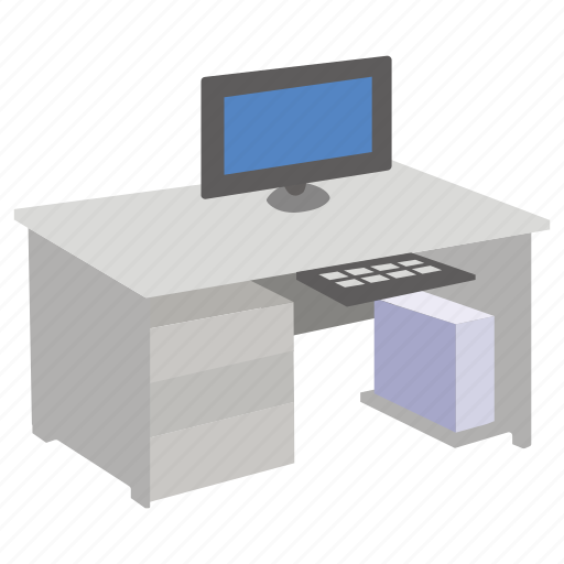 Computer, desk, ergonomic, furniture, office, study, workstation icon - Download on Iconfinder
