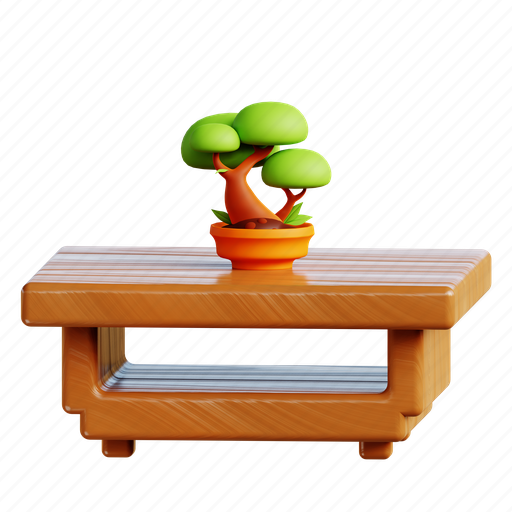 Table, with, bonsai, japan, plant, interior, japanese 3D illustration - Download on Iconfinder