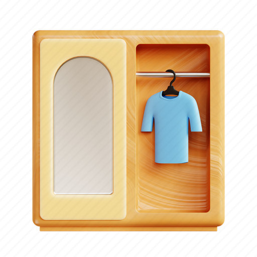 Wardrobe, cupboard, cabinet, household, fashion, hanger, home 3D illustration - Download on Iconfinder