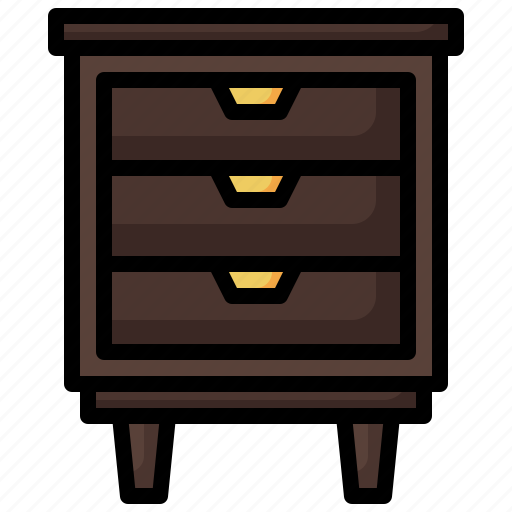 Bedside, table, drawer, furniture, household icon - Download on Iconfinder