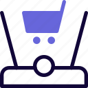 market, hologram, shopping, cart