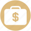 briefcase, case with dollar sign, dollar bag, dollar case, money bag 