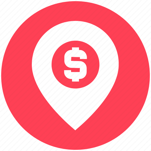 Direction, dollar sign, location, map location, map pin, pin icon - Download on Iconfinder