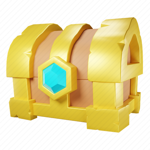 Treasure, chest, gold, reward, diamond, game, asset 3D illustration - Download on Iconfinder