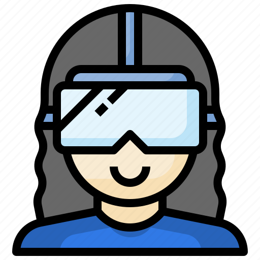 Vr, glasses, augmented, reality, virtual, woman, gaming icon - Download on Iconfinder