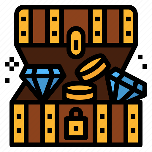 Bandits, chest, coins, diamond, pirate, treasure icon - Download on Iconfinder