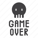 game, over, skull, text