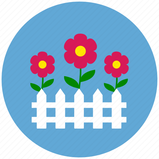 Flowers, garden, nature, picket fence, protection icon - Download on Iconfinder