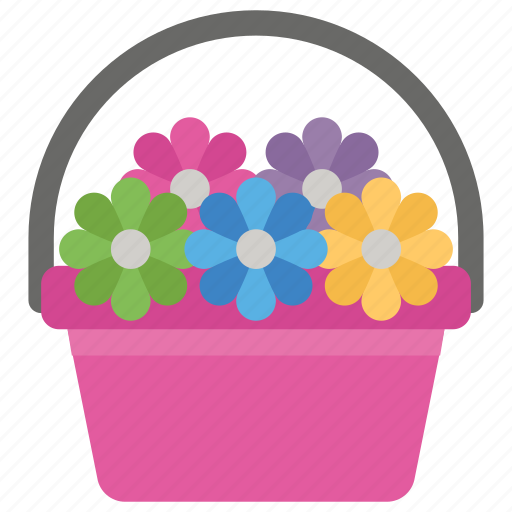 Floral bucket, flower basket, flower bed, flower decoration, gift basket icon - Download on Iconfinder