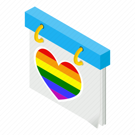Calendar, date, day, heart, month, rainbow, sometric icon - Download on Iconfinder