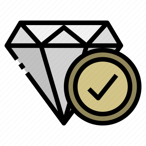Quality, assurance, diamond, check, approve, glamour icon - Download on Iconfinder