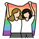 pride, lesbian, sexuality, lgbtq, flag, love, partner, lgbt, couple