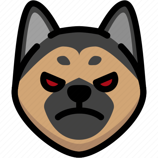 Angry, emoji, emotion, expression, face, feeling, german shepherd icon - Download on Iconfinder