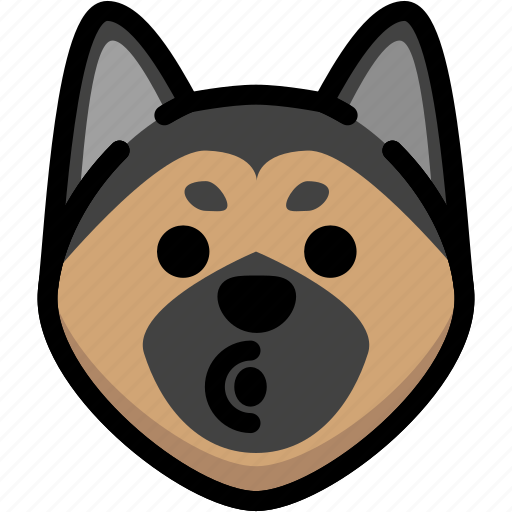 Blowing, emoji, emotion, expression, face, feeling, german shepherd icon - Download on Iconfinder