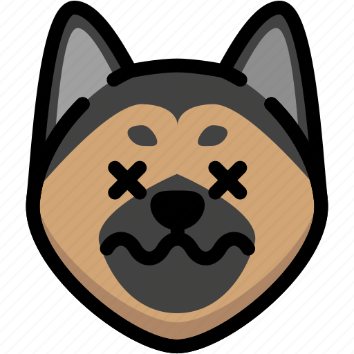 Dead, emoji, emotion, expression, face, feeling, german shepherd icon - Download on Iconfinder