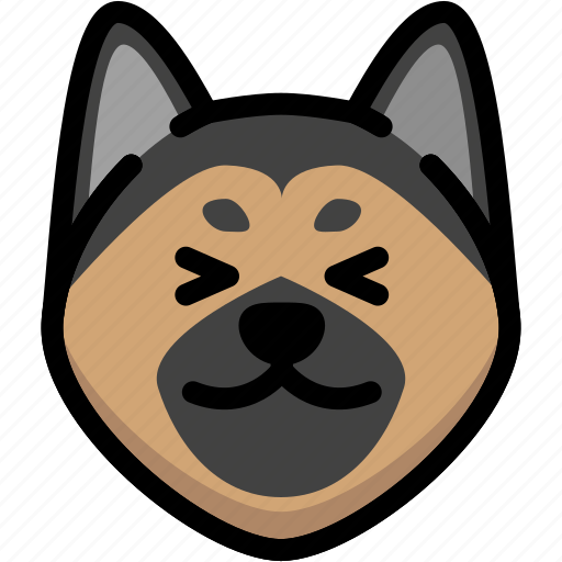 Emoji, emotion, expression, face, feeling, german shepherd, happy icon - Download on Iconfinder
