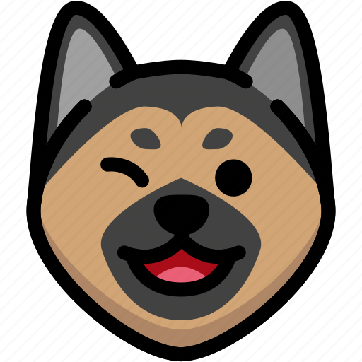 Emoji, emotion, expression, face, feeling, german shepherd, smile icon - Download on Iconfinder