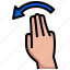 3x, flick, left, arrow, touch, screen, hand, fingers 