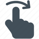 arrow, finger, gesture, hand, rotate icon icon