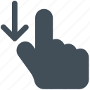 arrow, down, drag, finger, gesture, hand icon icon