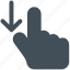 arrow, down, drag, finger, gesture, hand icon icon 