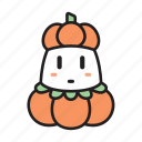 halloween, ghost, costume, cute, pumpkin