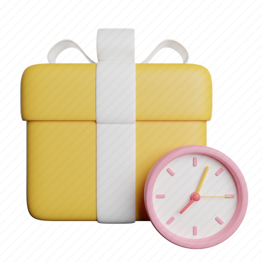 Giveaway, time, clock, front, birthday, timer, watch 3D illustration - Download on Iconfinder