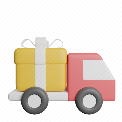 Truck, gift, front, birthday, transportation, love, package 3D illustration - Download on Iconfinder