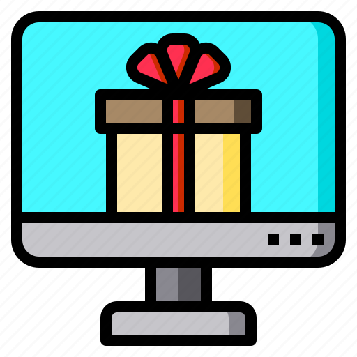 Computer, gift, box, bow, screen icon - Download on Iconfinder
