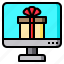 computer, gift, box, bow, screen 