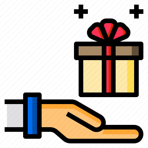 Hand, gift, box, bow, finger icon - Download on Iconfinder