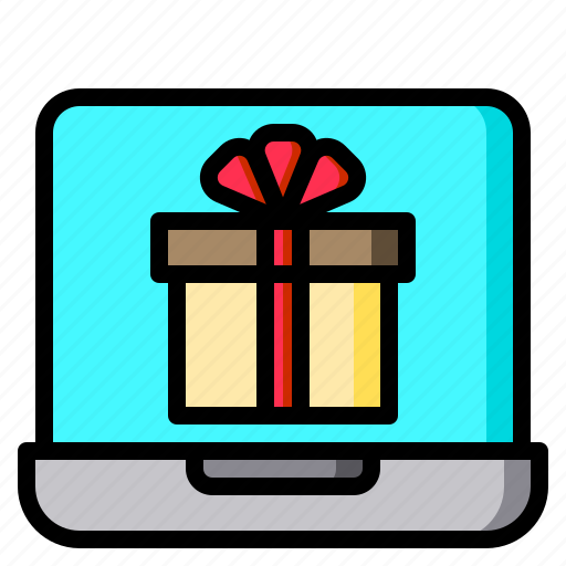 Laptop, gift, box, bow, notebook icon - Download on Iconfinder