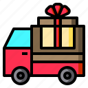 truck, delivery, card, gift, box